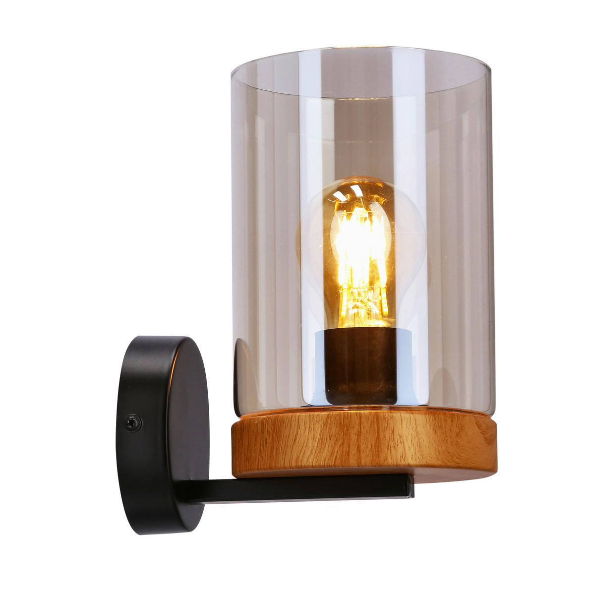 WANDLEUCHTE 17/12/21 cm   - Eichefarben/Schwarz, Natur, Glas/Metall (17/12/21cm)
