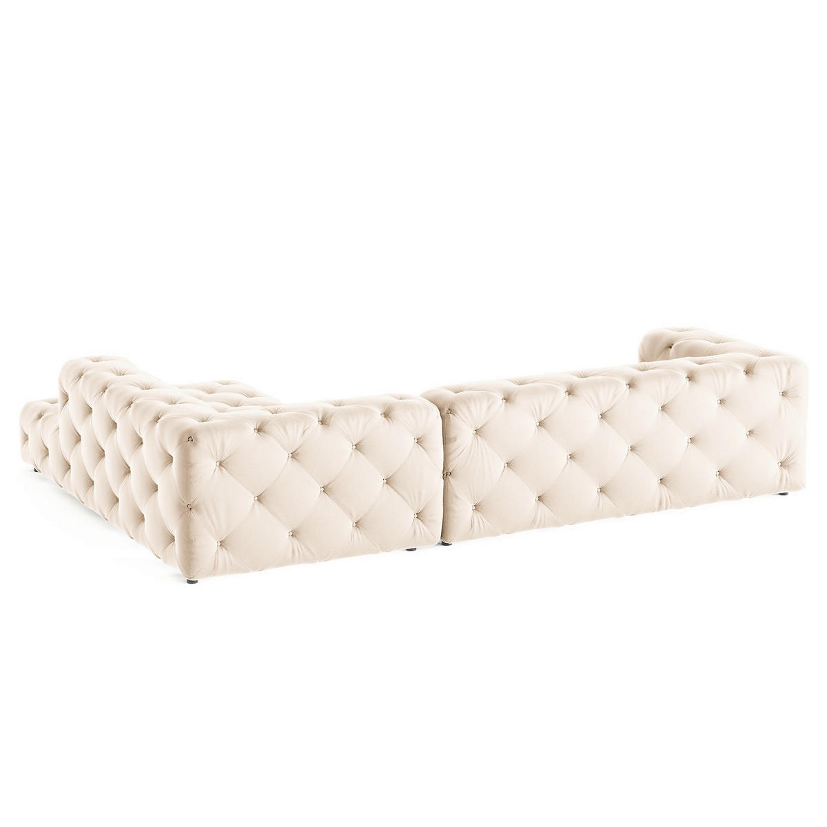 ECKSOFA Fresco in Samt Creme  325/228 cm  - Creme/Schwarz, Design, Kunststoff/Textil (325/228cm) - P & B