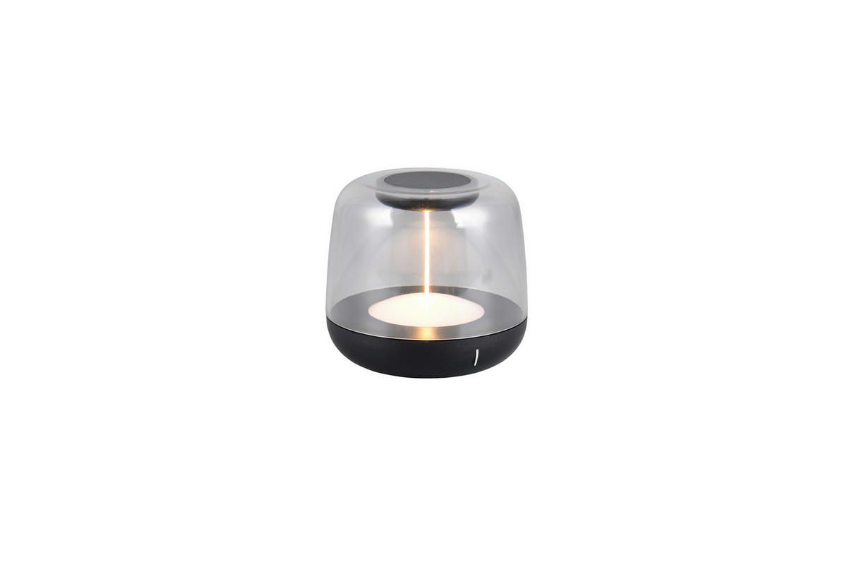 AKKU-TISCHLEUCHTE 12,2/11,2 cm  - Transparent/Schwarz, LIFESTYLE, Kunststoff (12,2/11,2cm) - Novel