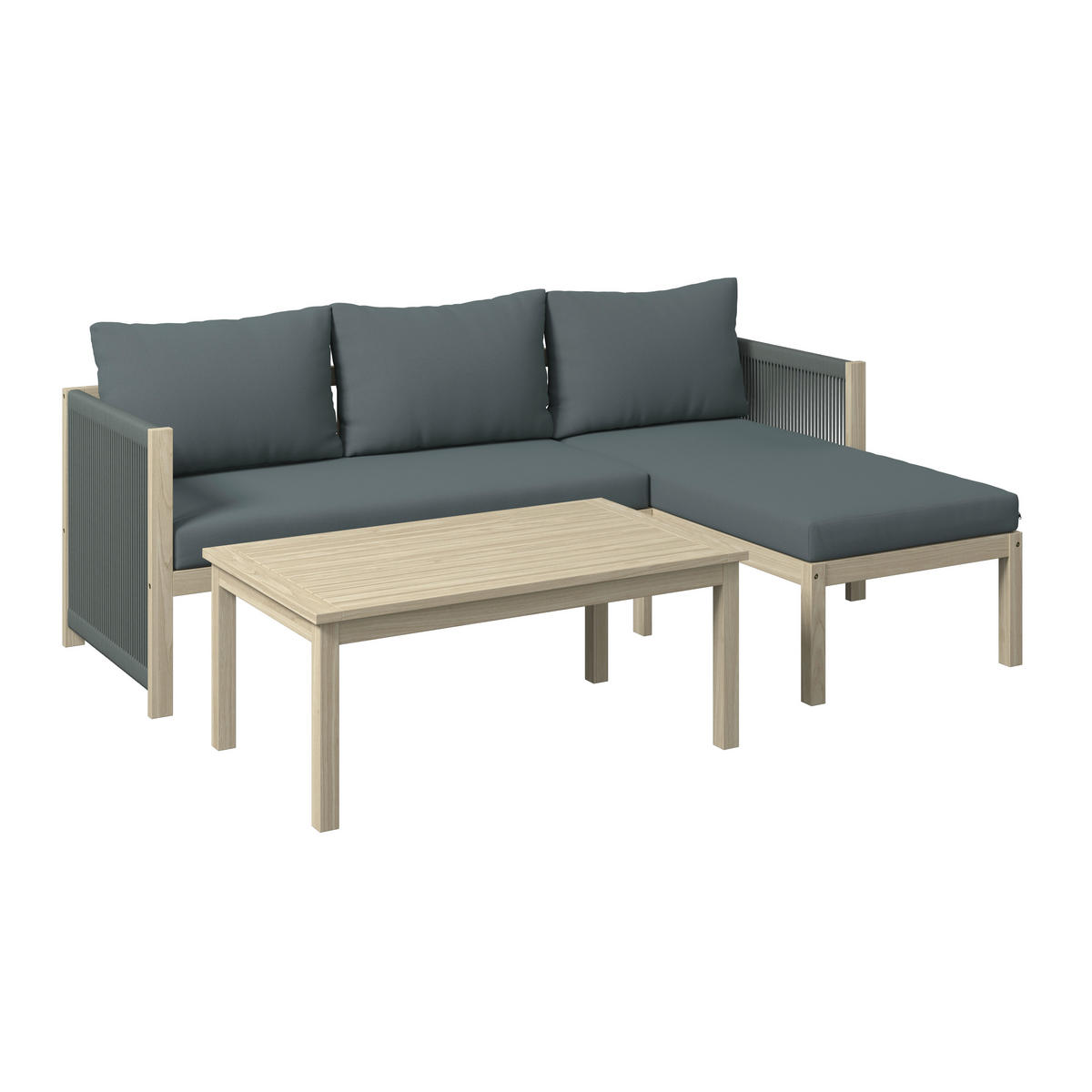 LOUNGEGARNITUR 3-teilig  198/132 cm  Akazie massiv  - Akaziefarben, MODERN, Holz/Kunststoff (198/132cm) - Ambia Garden