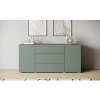 SIDEBOARD Berlin 150/68/38,5 cm 3 låda(or)  - grå/salviagrön, Design, trämaterial/plast (150/68/38,5cm) - P & B