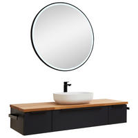 BADEZIMMER 3-teilig  in 137 cm  - Eichefarben/Schwarz, LIFESTYLE, Holzwerkstoff/Stein (137cm) - Sadena