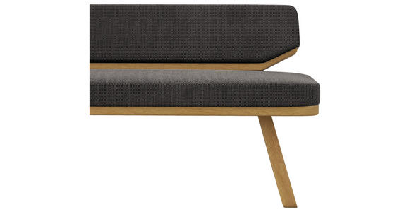 SITZBANK 190/80/52 cm Flachgewebe Schwarz, Eichefarben Eiche massiv - Eichefarben/Schwarz, Basics, Holz/Textil (190/80/52cm) - Carryhome