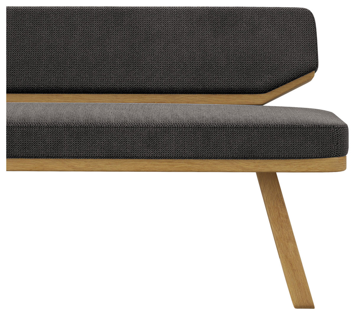 SITZBANK 190/80/52 cm Flachgewebe Schwarz, Eichefarben Eiche massiv  - Eichefarben/Schwarz, Basics, Holz/Textil (190/80/52cm) - Carryhome