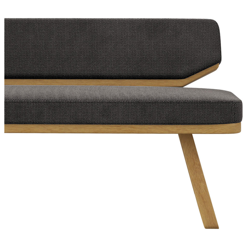 Thumbnail - Carryhome Sitzbank, Schwarz, Eiche, Holz, Textil, Eiche, massiv, 3-Sitzer, 190x80x52 cm, Stoffauswahl, mit Rückenlehne, ...