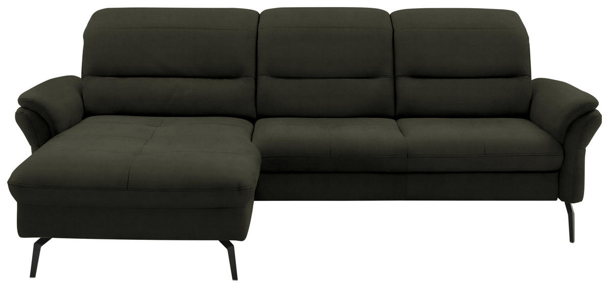 ECKSOFA  in Flachgewebe Dunkelgrün  181/260 cm  - Dunkelgrün/Schwarz, KONVENTIONELL, Textil/Metall (181/260cm) - Beldomo Speed