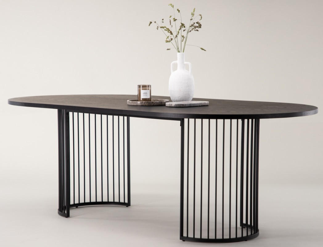 ESSTISCH furniert oval Schwarz  - Schwarz, Design, Holz/Holzwerkstoff (220/110/75cm) - Livetastic