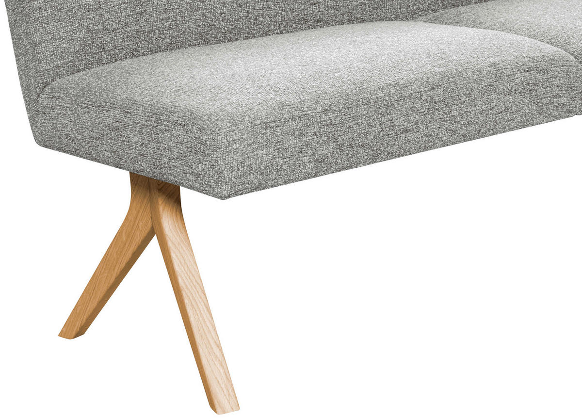 ECKBANK 172/218 cm Webstoff Hellgrau Eiche vollmassiv   - Eichefarben/Hellgrau, KONVENTIONELL, Holz/Textil (172/218cm) - Linea Natura