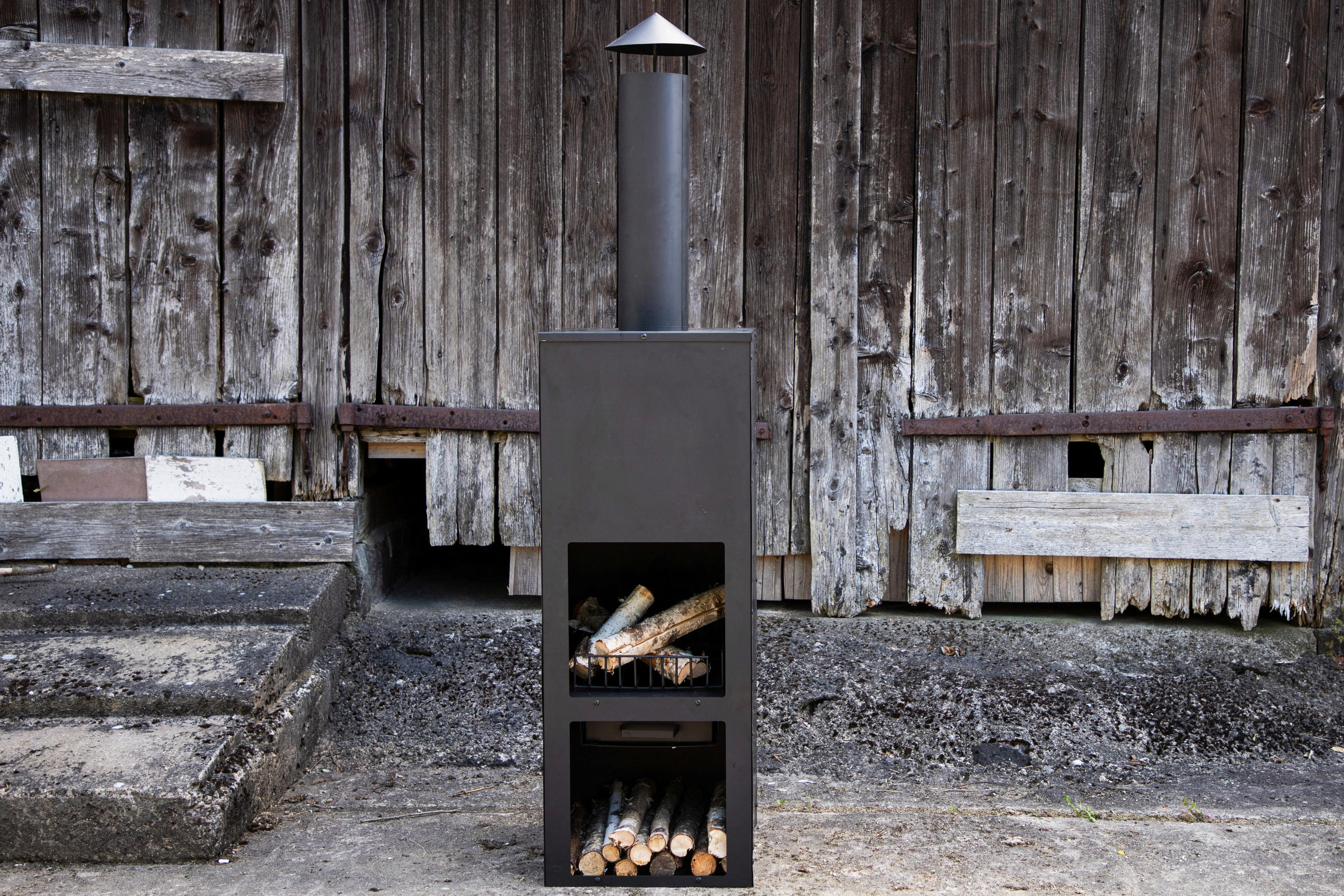 FEUERSTELLE  - Schwarz, KONVENTIONELL, Metall (45/199/45cm) - Gardenson