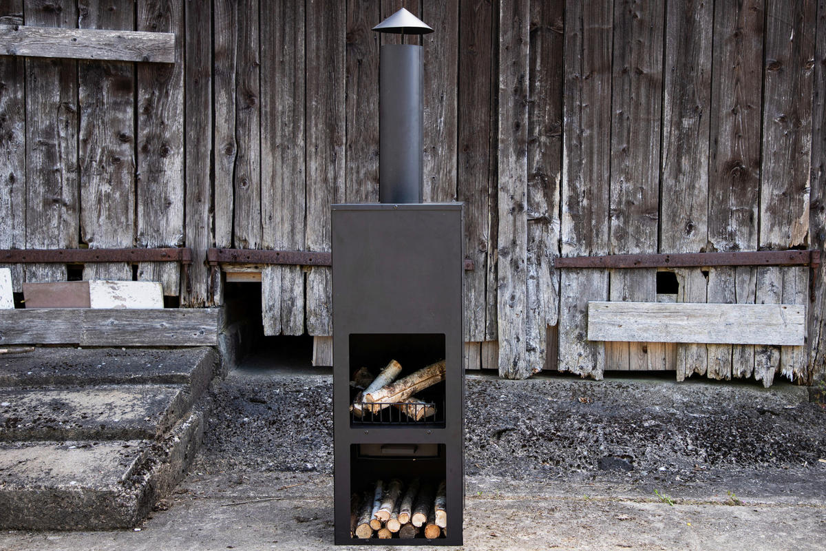 FEUERSTELLE  - Schwarz, KONVENTIONELL, Metall (45/199/45cm) - Gardenson