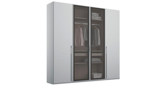 DREHTÜRENSCHRANK 201/235/60 cm 4-türig Grau, Hellgrau - Hellgrau/Grau, Trend, Glas/Holzwerkstoff (201/235/60cm) - Novel