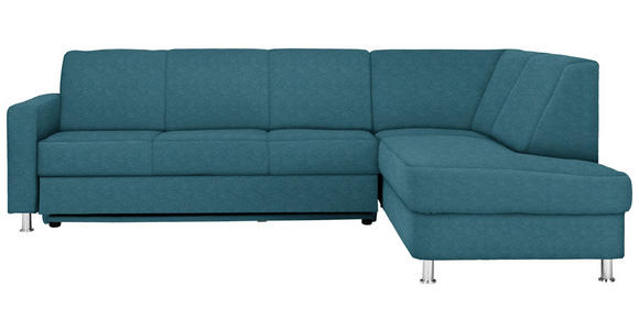 ECKSOFA in Flachgewebe Blau  - Chromfarben/Blau, Design, Textil/Metall (256/198cm) - Xora