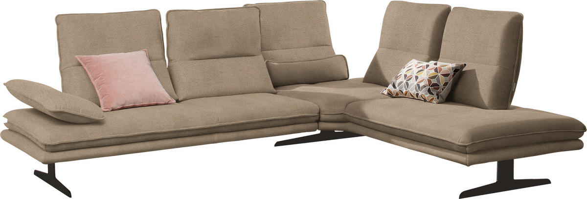 ECKSOFA in Mikrofaser Taupe  - Taupe/Schwarz, Design, Textil/Metall (284/224cm) - Chilliano