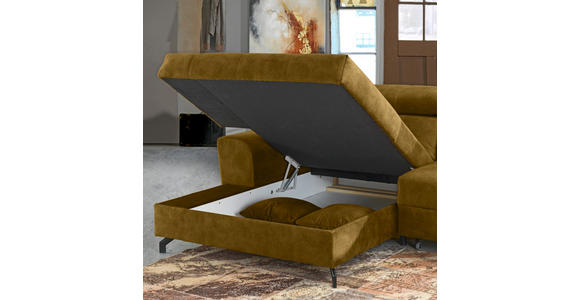 ECKSOFA in Velours Gelb, Grün  - Gelb/Schwarz, Design, Textil/Metall (181/267cm) - Carryhome