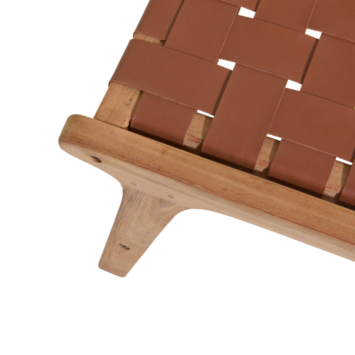 HOCKER in Holz, Leder Braun, Naturfarben  - Braun/Naturfarben, Design, Leder/Holz (65/40,5/46cm) - Livetastic