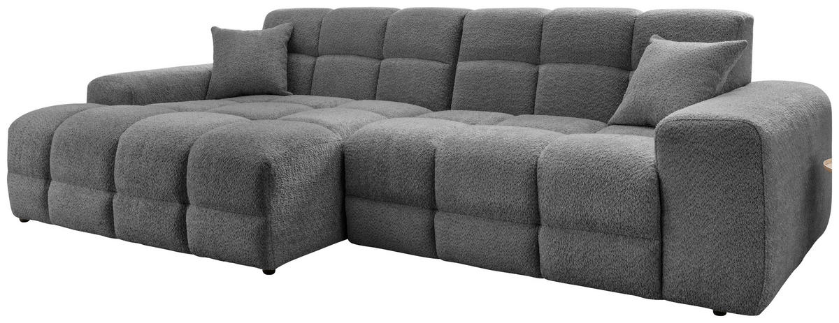 ECKSOFA Anthrazit Bouclé  - Anthrazit/Schwarz, MODERN, Kunststoff/Textil (152/301cm) - Livetastic