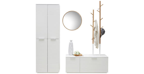 GARDEROBE - Eichefarben/Weiß, Design, Holz/Holzwerkstoff (120,4/47/40/205cm) - Hom`in