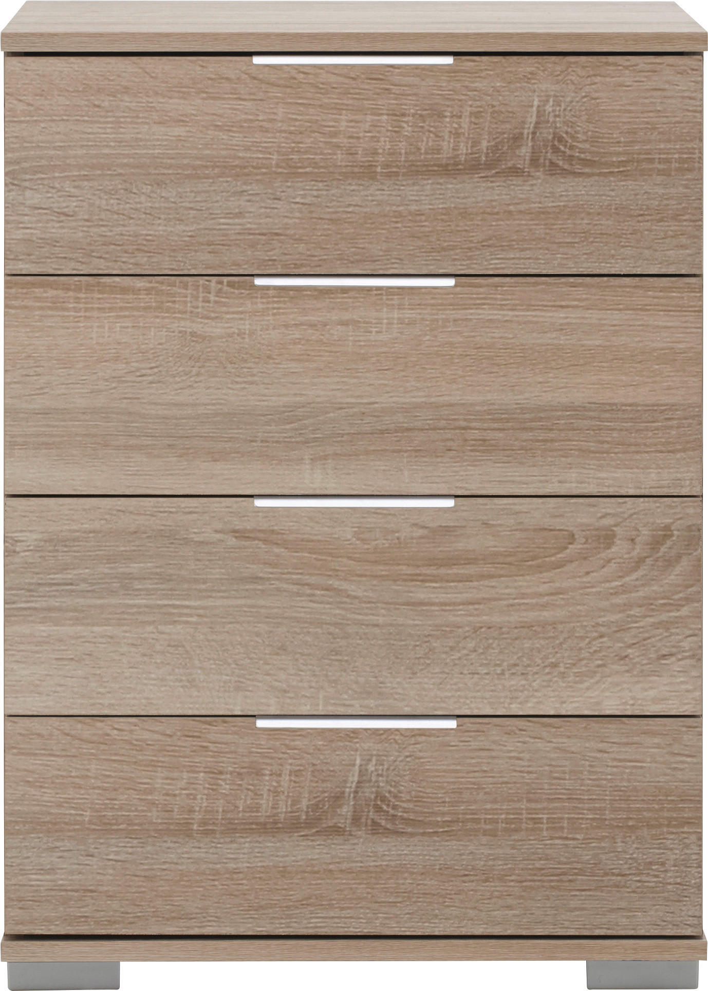 NACHTSCHRANK 52/74/38 cm  - Eichefarben/Alufarben, Design, Holzwerkstoff/Kunststoff (52/74/38cm) - Livetastic