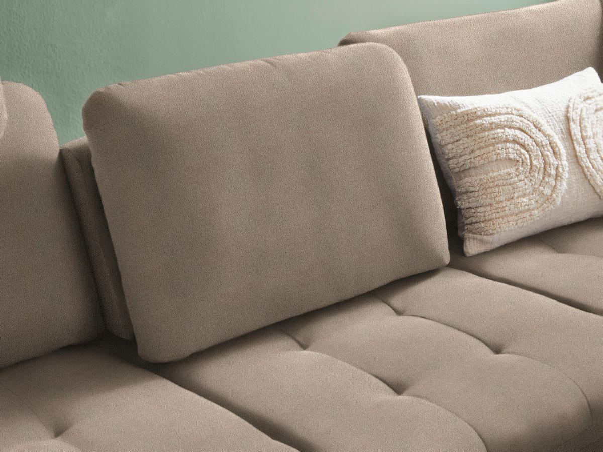 ECKSOFA in Flachgewebe Beige  - Beige/Schwarz, Natur, Textil/Metall (288/233cm) - Valnatura