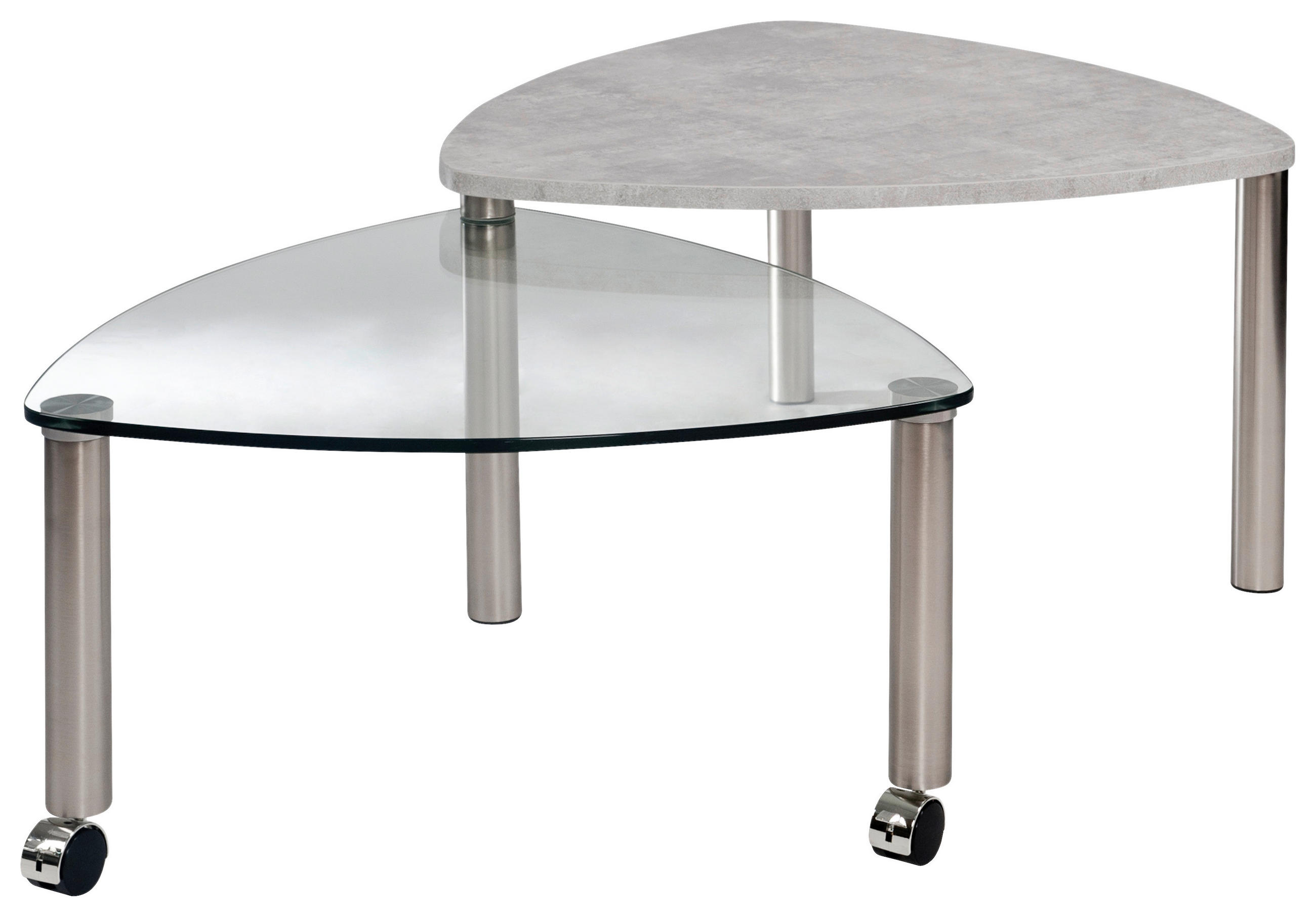 COUCHTISCH ESG 85/85/39-44 cm Freiform Grau, Nickelfarben  - Edelstahlfarben/Grau, MODERN, Glas/Holzwerkstoff (85/85/39-44cm)