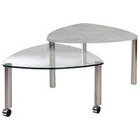 COUCHTISCH ESG 85/85/39-44 cm Freiform Grau, Nickelfarben  - Edelstahlfarben/Grau, MODERN, Glas/Holzwerkstoff (85/85/39-44cm)