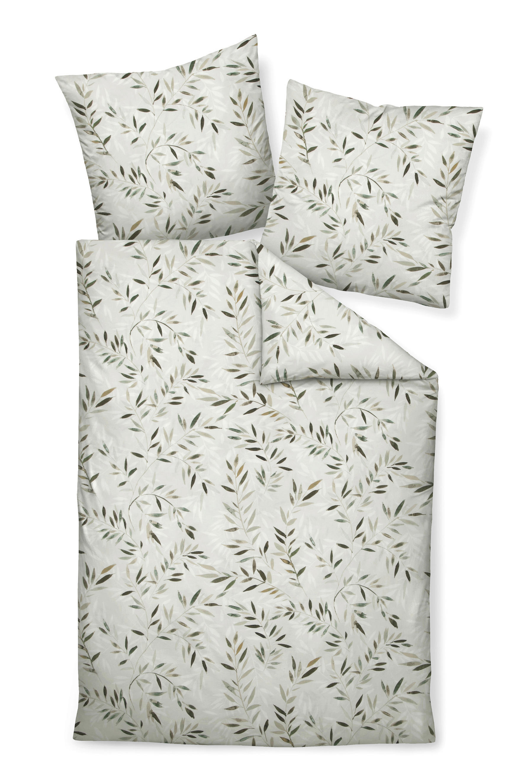 BETTWÄSCHE DAVOS Biber 155/220 cm  - Grau/Grün, Design, Textil (155/220cm) - Janine