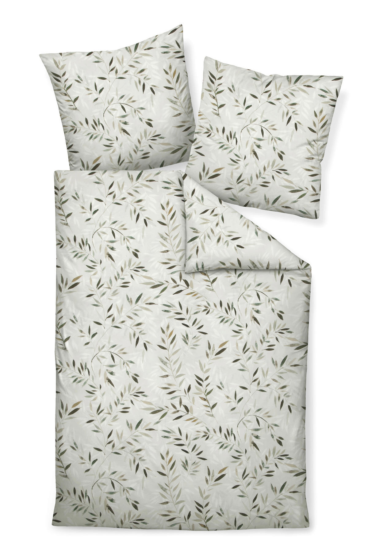 BETTWÄSCHE DAVOS Biber 155/220 cm  - Grau/Grün, Design, Textil (155/220cm) - Janine