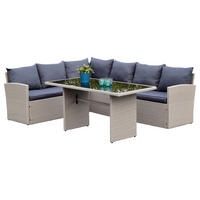 GARTENSET Stahl  - Grau, MODERN, Kunststoff/Textil - Gardenson