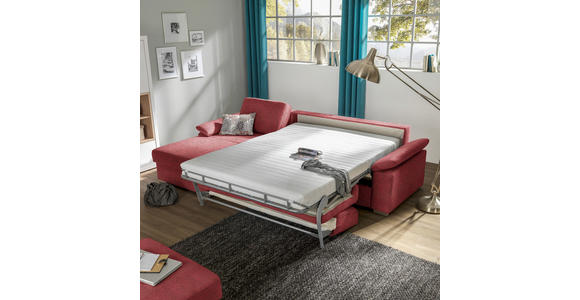 ECKSOFA in Flachgewebe Rot - Chromfarben/Rot, KONVENTIONELL, Textil/Metall (176/285cm) - Novel