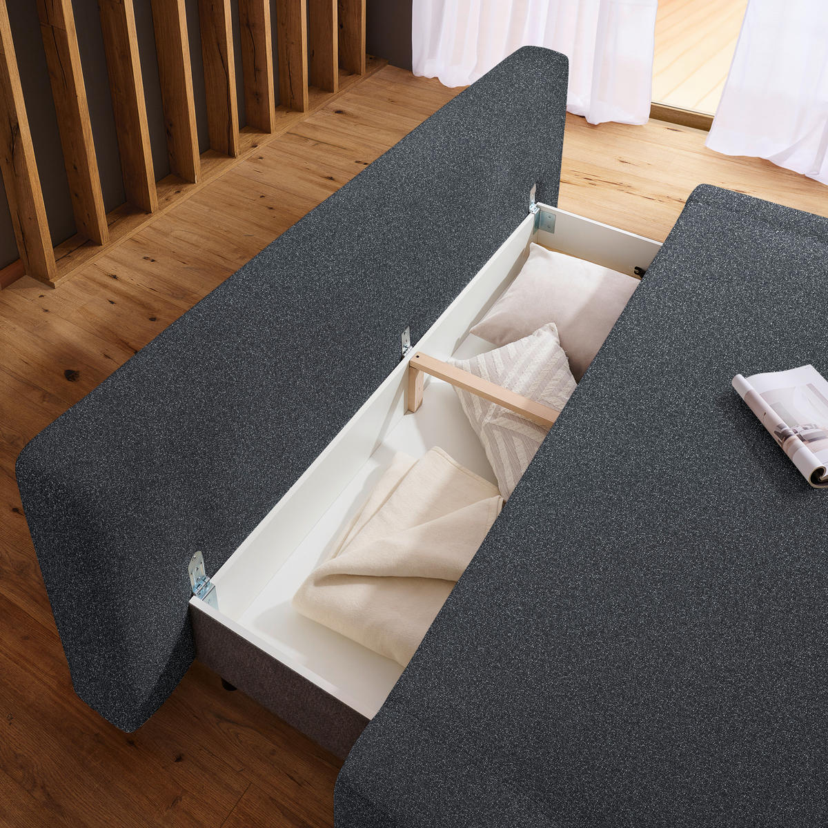 SCHLAFSOFA in Textil Anthrazit  - Anthrazit/Naturfarben, Design, Holz/Textil (211/88/102cm) - Niels Andersson