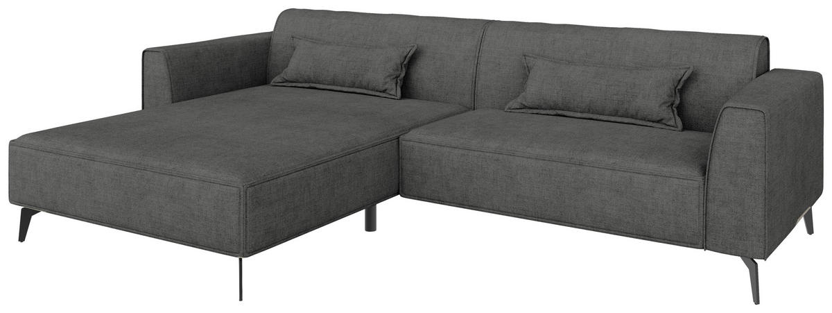 ECKSOFA Chenille Dunkelgrau  - Hellbraun/Dunkelgrau, Modern, Textil/Metall (190/295cm) - Carryhome