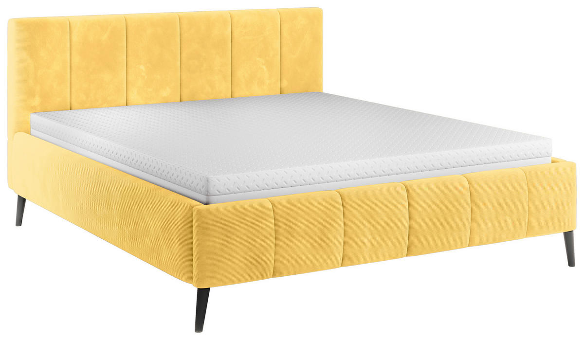 POLSTERBETT 180/200 cm  in Gelb  - Gelb/Schwarz, Trend, Holz/Textil (180/200cm) - home24