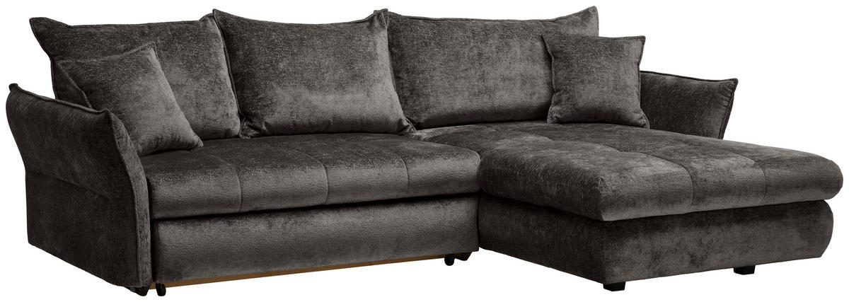 ECKSOFA in Chenille Graphitfarben  - Schwarz/Graphitfarben, Konventionell, Kunststoff/Textil (275/180cm) - Stylife