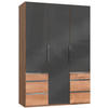 DREHTÜRENSCHRANK in Grau, Eichefarben  - Chromfarben/Eichefarben, Modern, Glas/Holzwerkstoff (150/216/58cm) - MID.YOU