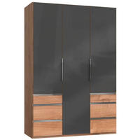 DREHTÜRENSCHRANK in Grau, Eichefarben  - Chromfarben/Eichefarben, Modern, Glas/Holzwerkstoff (150/216/58cm) - MID.YOU