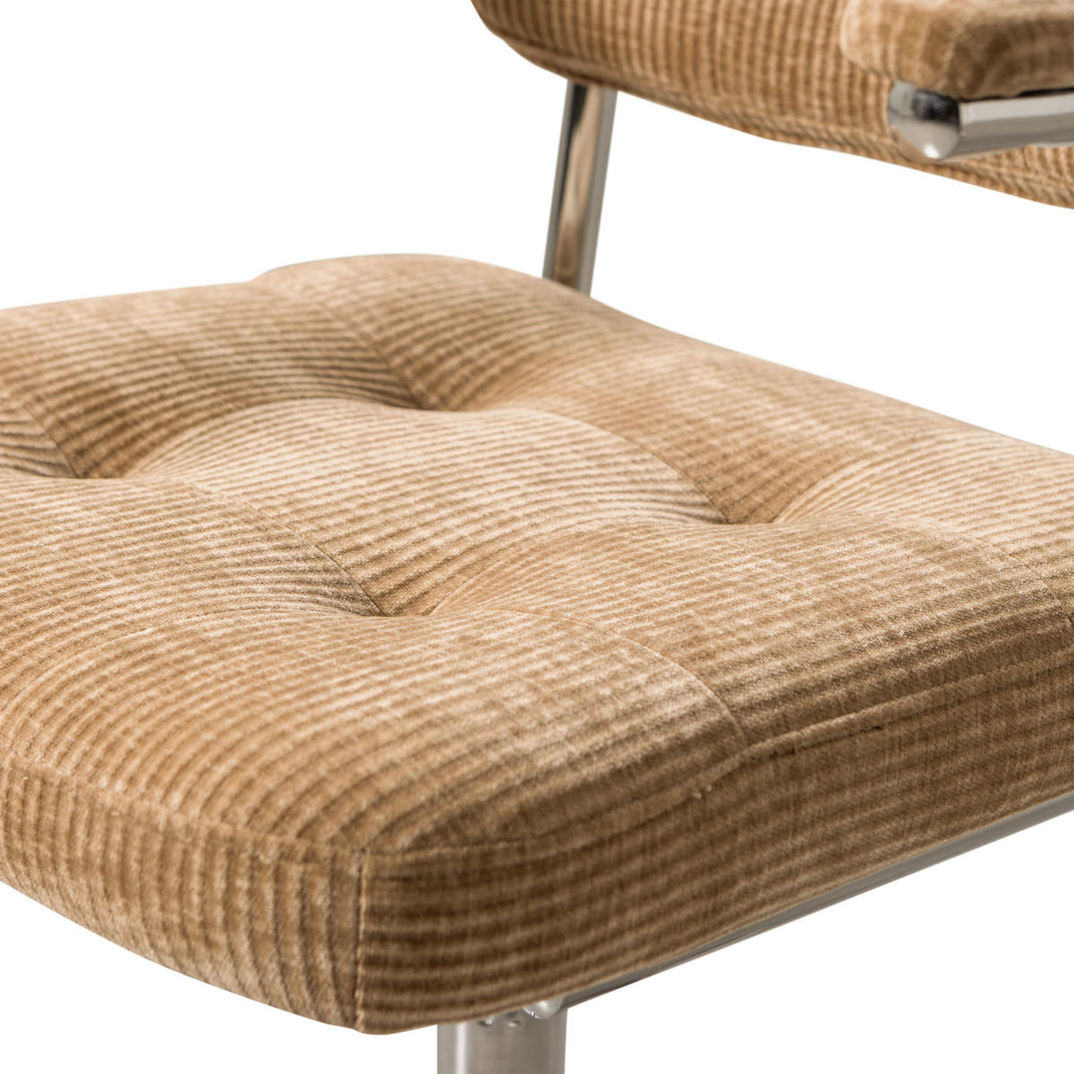 DREHSTUHL gerippt Sandfarben  - Sandfarben/Chromfarben, MODERN, Kunststoff/Textil (54/87/60cm) - Livetastic