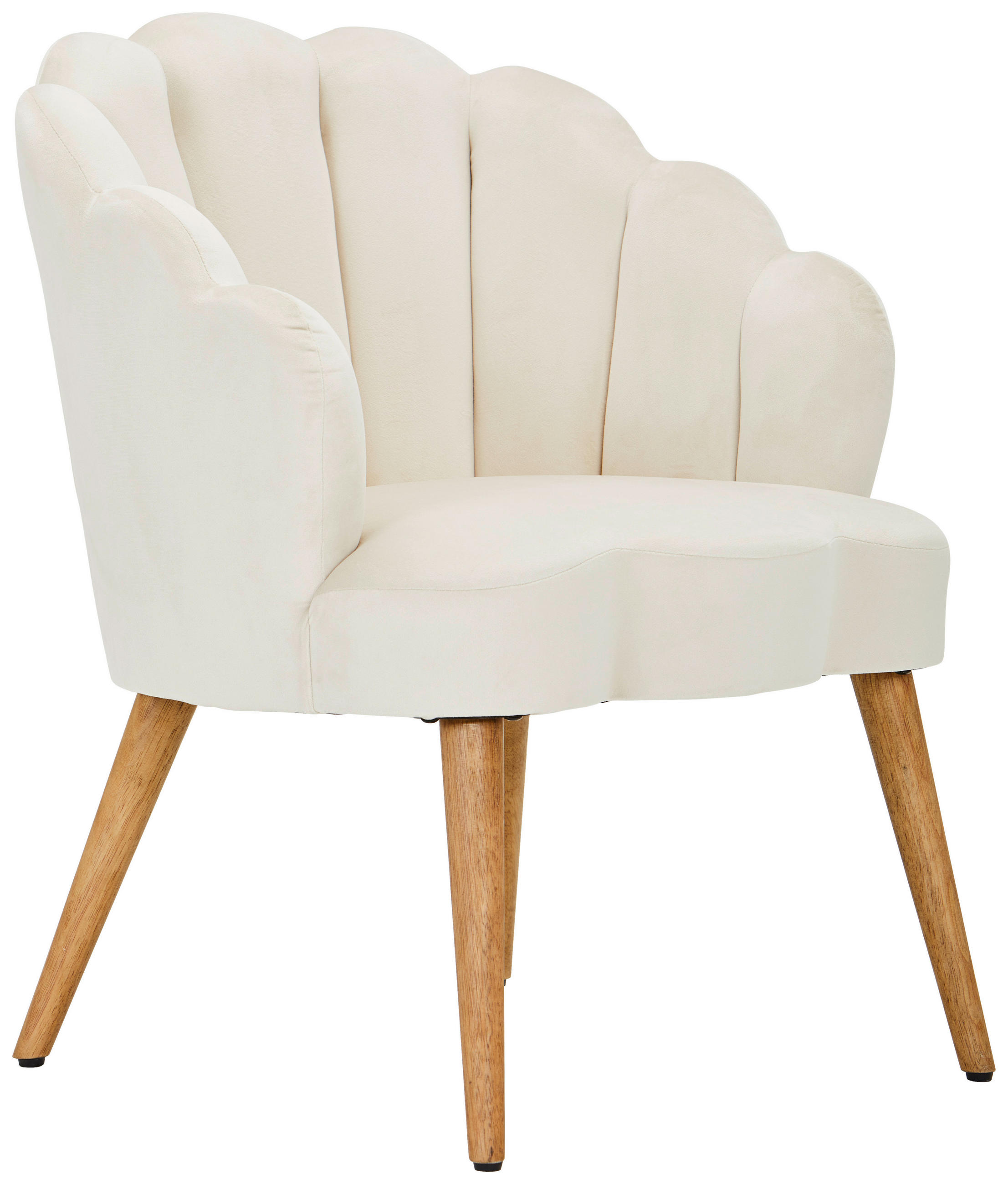 SESSEL Samt Creme, Ecru    - Ecru/Creme, Design, Holz/Textil (67/80/65cm) - MID.YOU