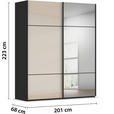 SCHWEBETÜRENSCHRANK  in Schwarz, Champagner  - Champagner/Schwarz, KONVENTIONELL, Glas/Holzwerkstoff (201/223/68cm) - Novel