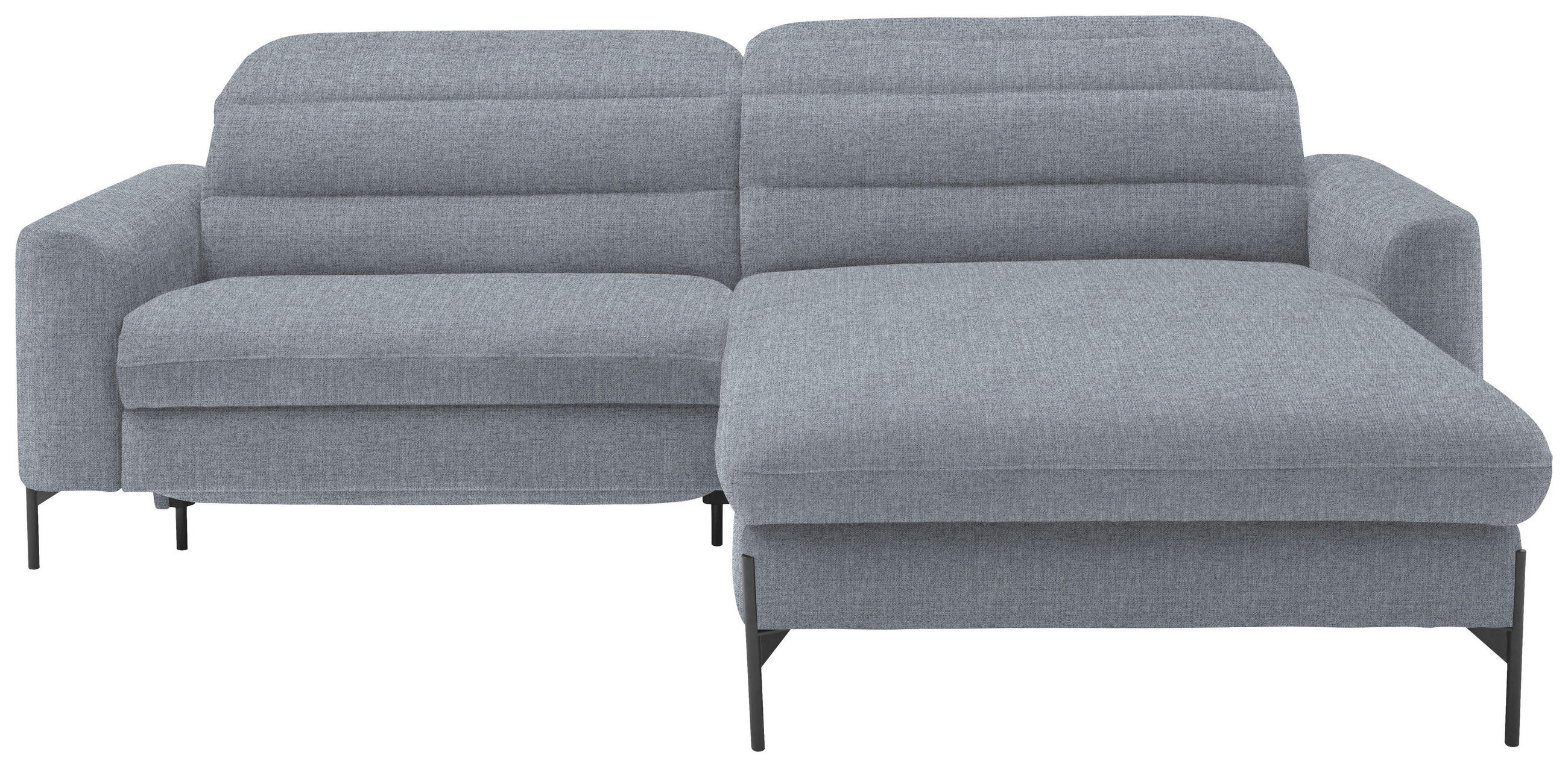 ECKSOFA in Flachgewebe Blaugrau  252/191 cm  - Blaugrau/Schwarz, Design, Textil/Metall (252/191cm) - Dieter Knoll