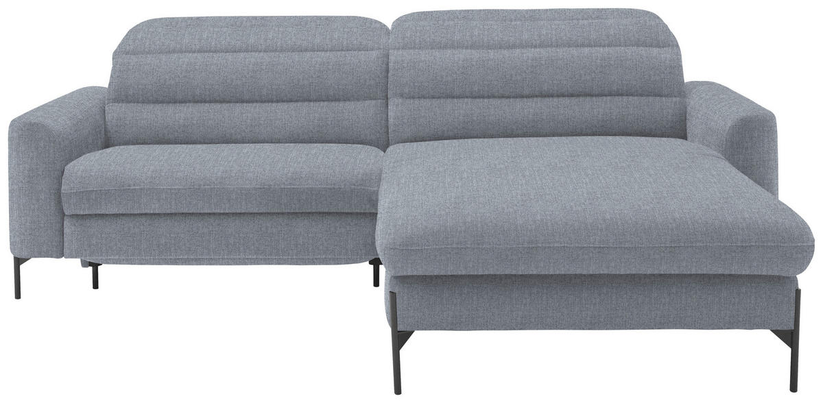 ECKSOFA in Flachgewebe Blaugrau  - Blaugrau/Schwarz, Design, Textil/Metall (252/191cm) - Dieter Knoll