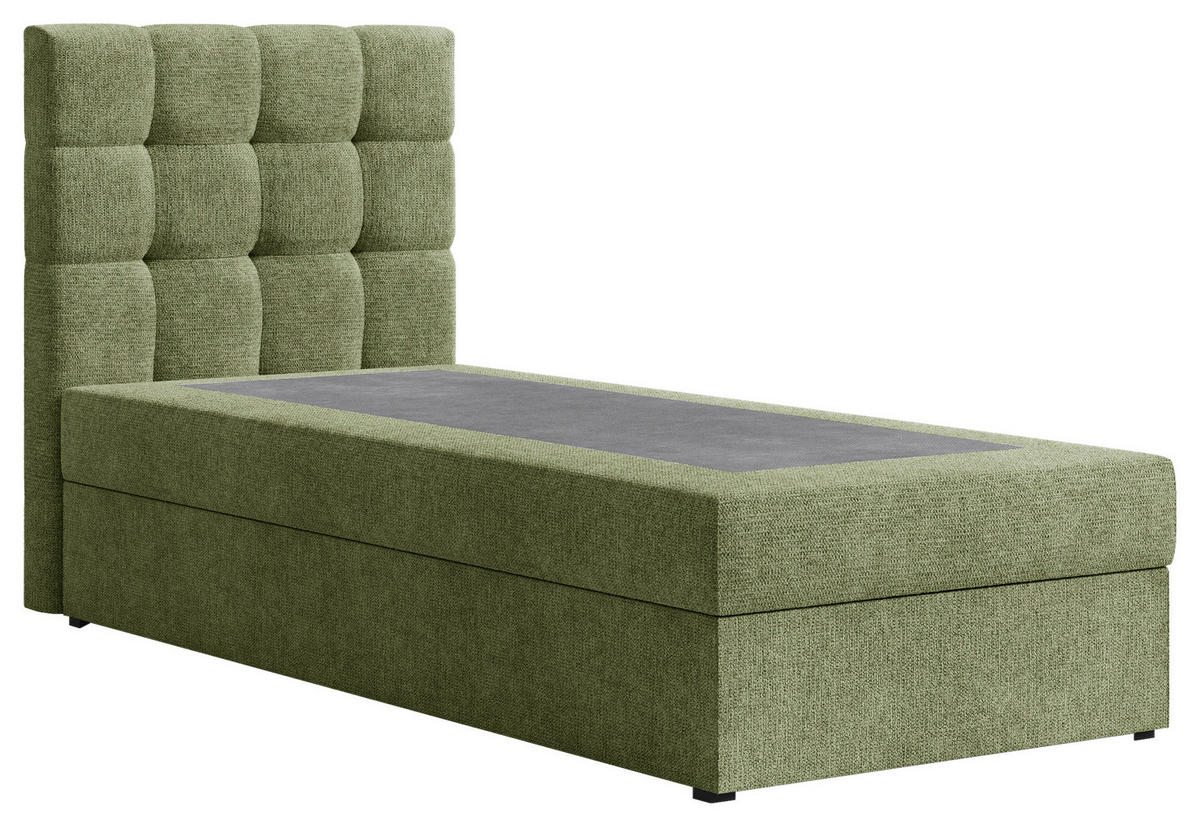 BOXBETT 90/200 cm  in Dunkelgrün  - Dunkelgrün/Schwarz, MODERN, Holz/Kunststoff (90/200cm) - Livetastic