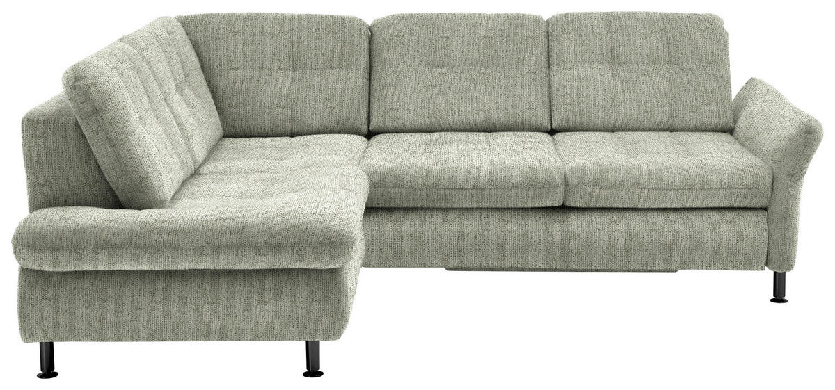 ECKSOFA  in Webstoff Grün  210/242 cm  - Schwarz/Grün, KONVENTIONELL, Textil/Metall (210/242cm) - Beldomo Style