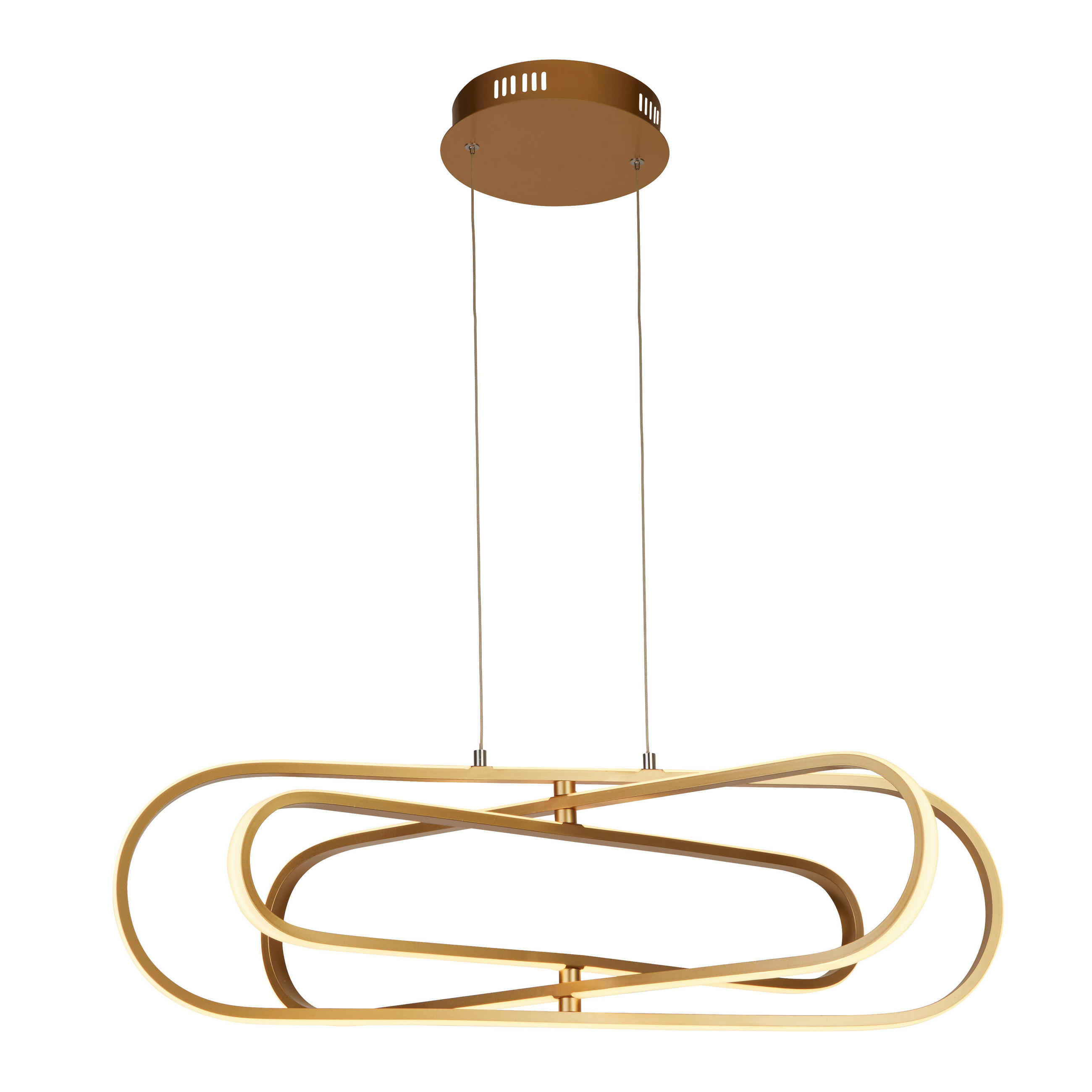 LED-PENDELLEUCHTE Clip 120/80/74,5 cm   - Goldfarben/Weiß, Design, Kunststoff/Metall (120/80/74,5cm)