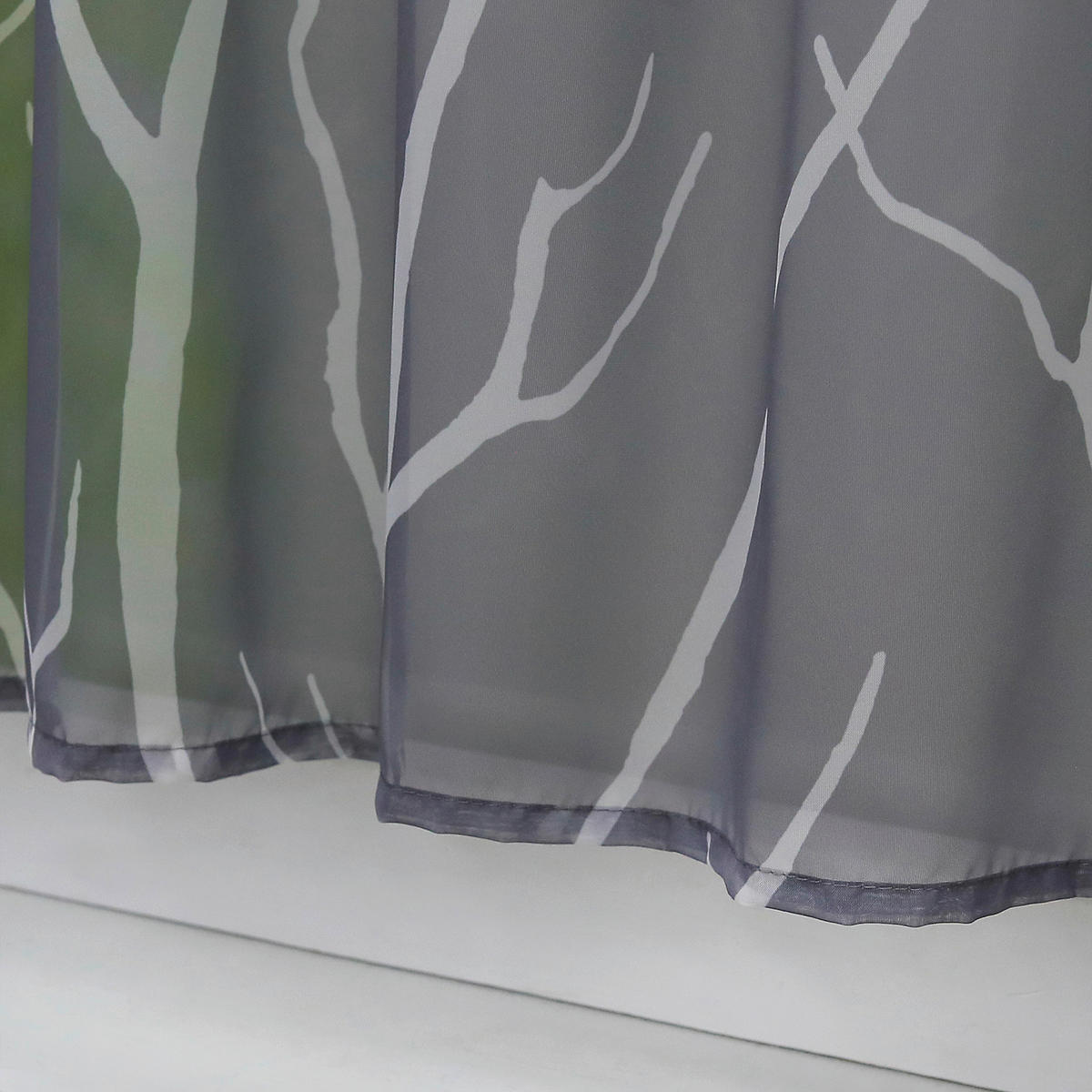 KURZGARDINE   90/60 cm   - Weiß/Grau, Basics, Textil (90/60cm) - Joyswahl