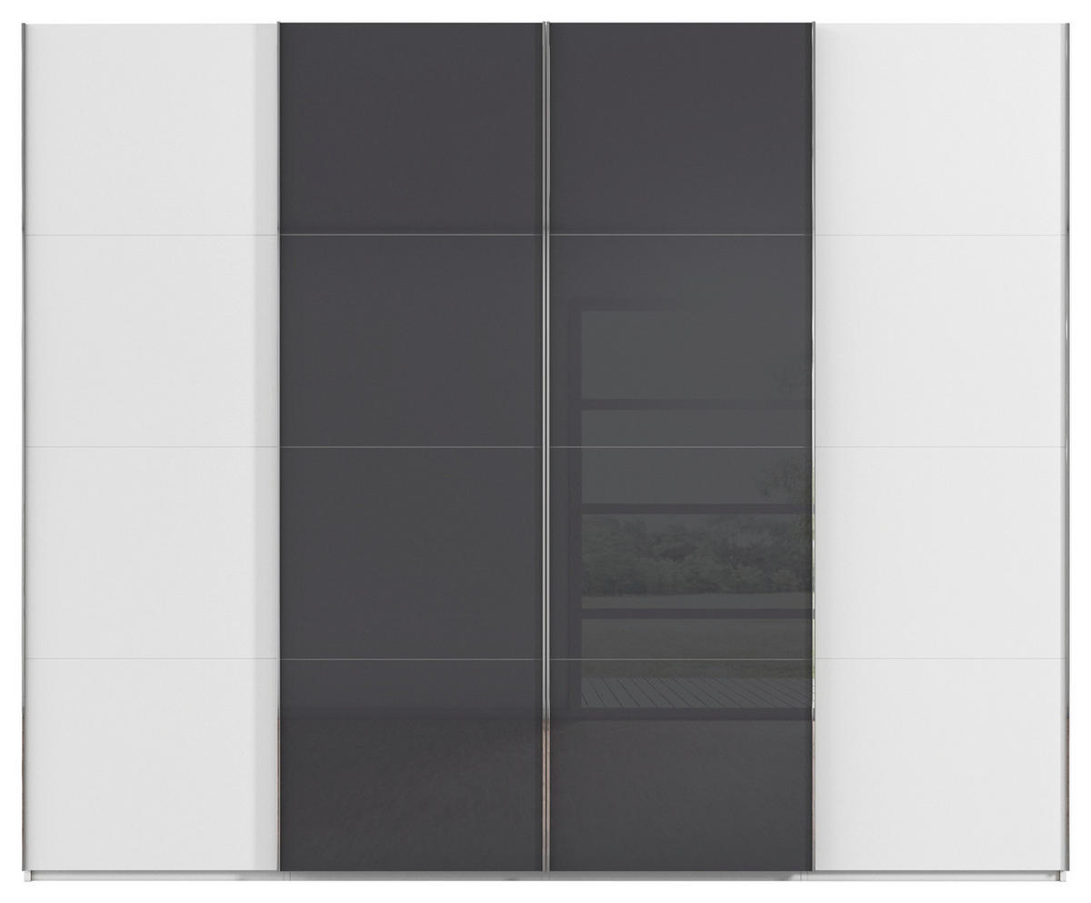 SCHWEBETÜRENSCHRANK 271/223/68 cm 4-türig Weiß  - Chromfarben/Weiß, KONVENTIONELL, Glas/Holzwerkstoff (271/223/68cm) - Novel