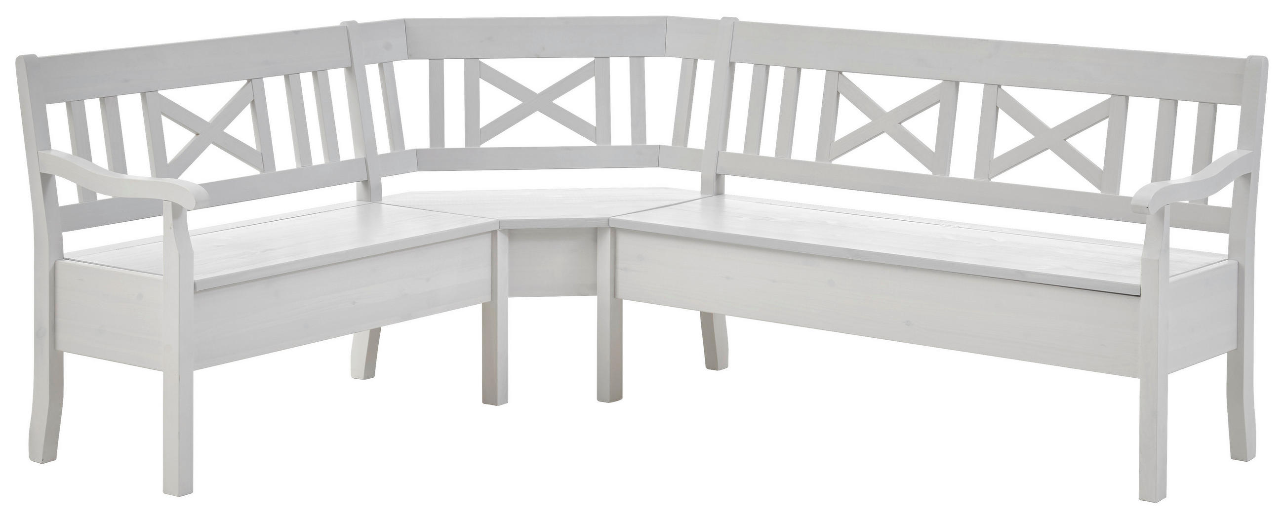 ECKBANK 213/170 cm Weiß Kiefer massiv   - Weiß, ROMANTIK / LANDHAUS, Holz (213/170cm) - Boxxx