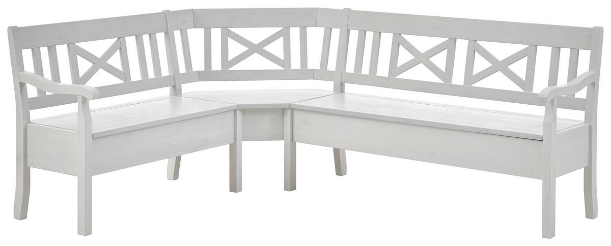 ECKBANK 213/170 cm Weiß Kiefer massiv   - Weiß, ROMANTIK / LANDHAUS, Holz (213/170cm) - Boxxx