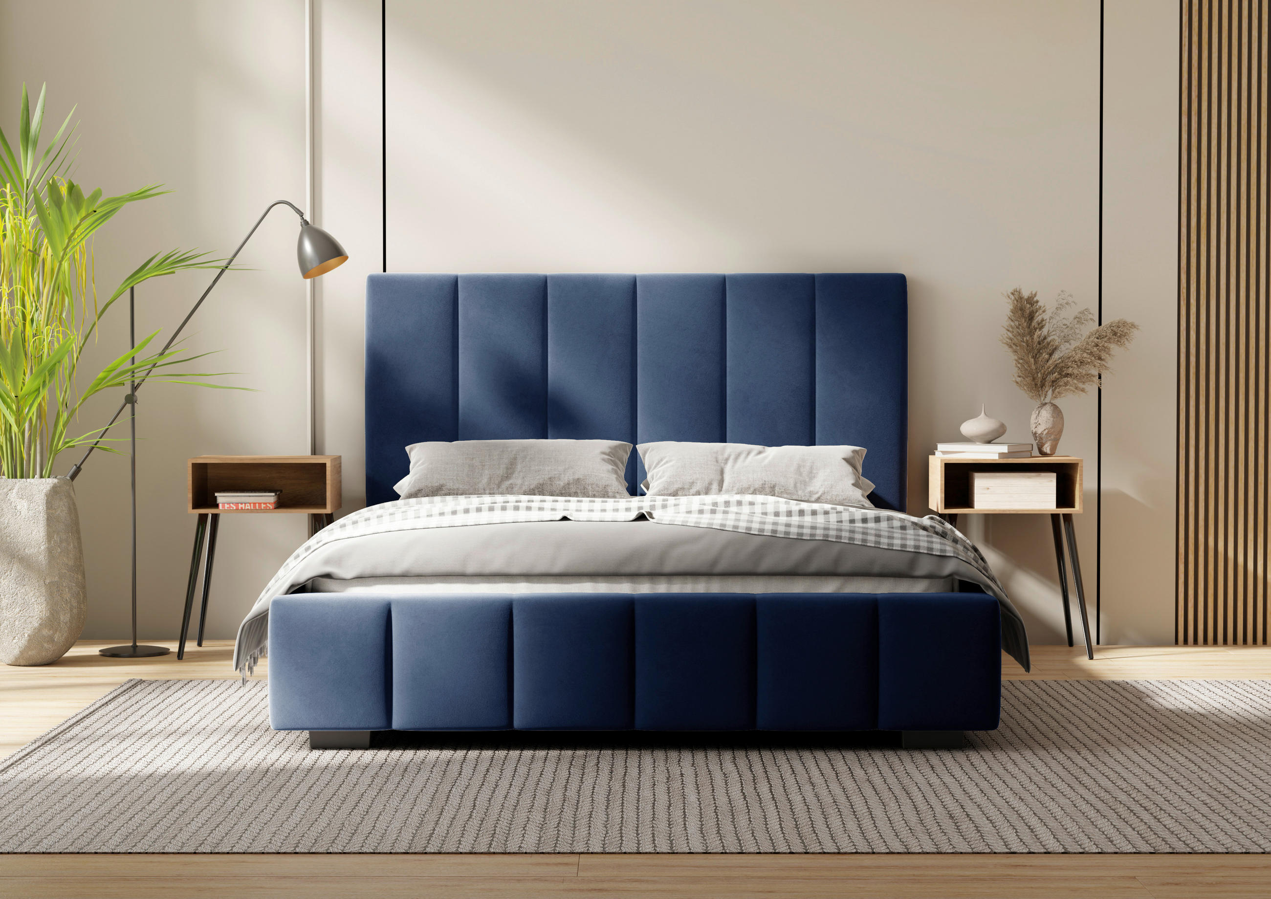 POLSTERBETT 160/200 cm,  in Blau, Lattenrost, Bettkasten,  - Blau/Schwarz, Design, Holz/Kunststoff (160/200cm) - Boxxx