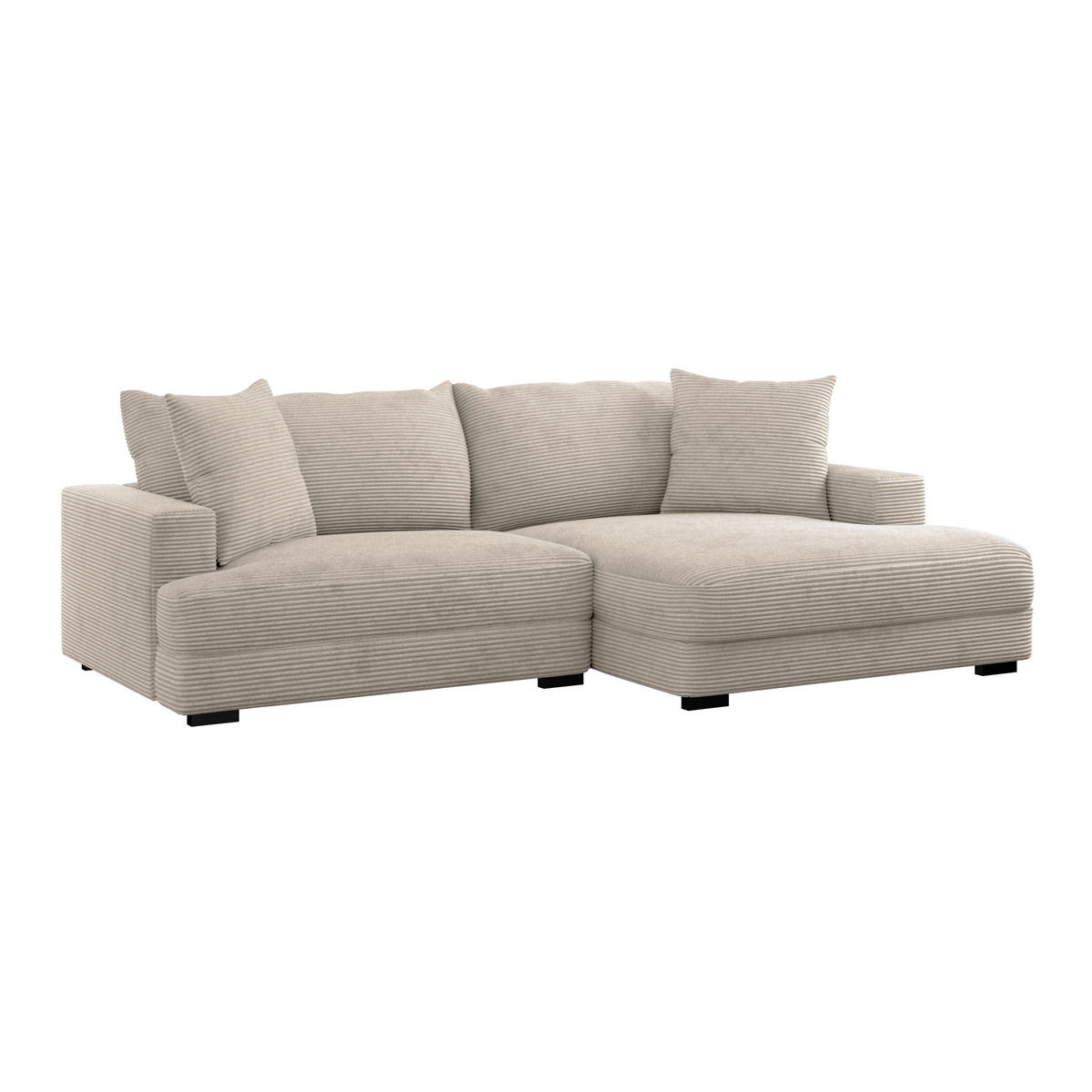 ECKSOFA Beige Cord  - Beige/Schwarz, MODERN, Textil (265/180cm) - P & B