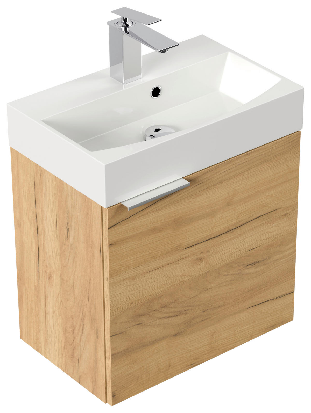 GÄSTEBAD 50 cm  - Eichefarben/Silberfarben, MODERN, Holzwerkstoff/Stein (50cm) - MID.YOU